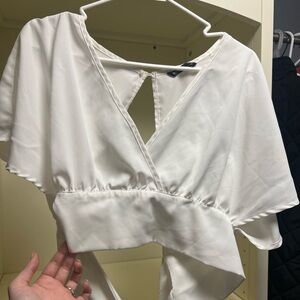 SHEIN size M tie back cropped white top